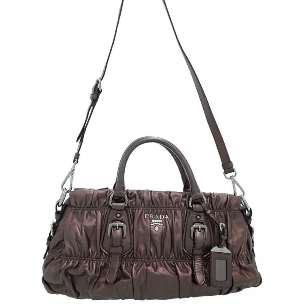 Prada Tessuto Gathered Gaufre Satchel 2way Shoulder Bag Black